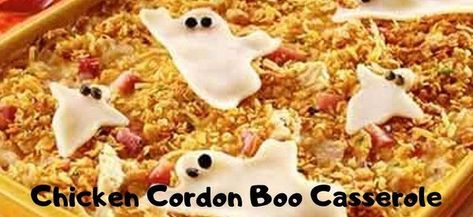 Chicken Cordon Boo Casserole Halloween Main Dish, Halloween Potluck, Halloween Food Dinner, Halloween Dishes, Halloween Party Dinner, Halloween Food Treats, Chicken Cordon, Land O Lakes, Halloween Dinner