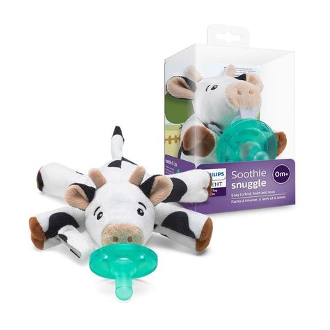 Philips Avent Soothie Snuggle Pacifier Holder with Detachable Pacifier, 0m+, Cow Wubbanub Pacifier, Avent Baby Bottles, Pregnant With Boy, Teething Pacifier, Newborn Pacifier, Cow Plush, 7 Months Pregnant, Baby Boy Stuff, The Pacifier