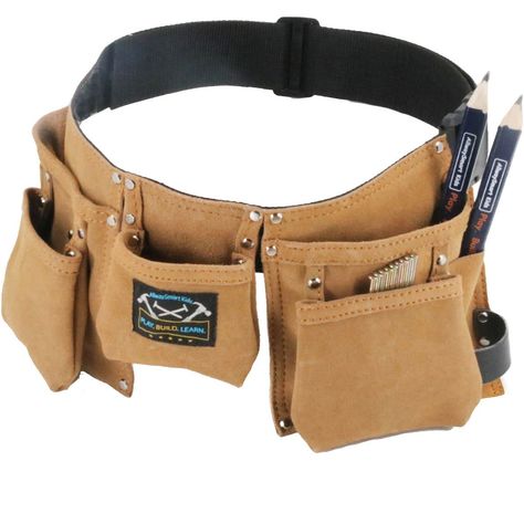 Real leather kids tool belt with two blue carpenter pencils - - Amazon.com Best Tool Belt, Kids Tool Belt, Children Apron, Carpenter Pencil, Kids Woodworking, Leather Tool Belt, Tool Apron, Best Educational Toys, Carpenter Tools