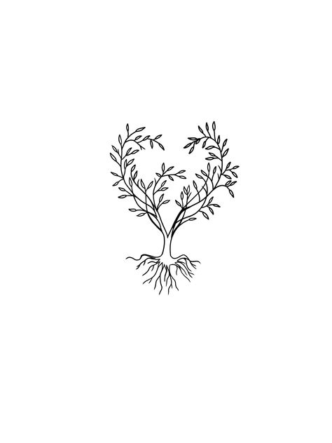 Family Roots Tattoo, Tree Tattoo Linework, Tree With Roots Tattoo Simple, Fine Line Tree Tattoo With Roots, Root Tattoo Ideas, Heart Vine Tattoo, Tree Tattoo Fine Line, Minimal Tree Tattoo, Roots Tattoo Ideas