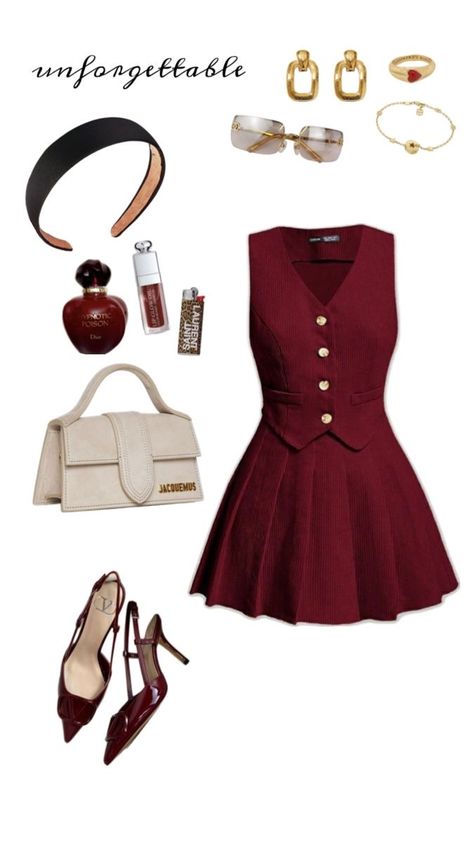 Cherry Inspired Outfit, Grammy Awards Red Carpet, Ropa Upcycling, Burgundy Outfit, Downtown Outfits, Casual Day Outfits, Of Outfits, Looks Chic, Red Outfit