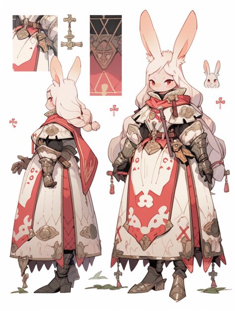 White Rabbit Character Design, Rabbit People Art, Bunny Dnd Character, Dnd Bunnyfolk, Bunny Human Hybrid Oc, Satyr Dnd 5e Female, Harengon Cleric, Bunny Oc Art, Bunny Human Hybrid