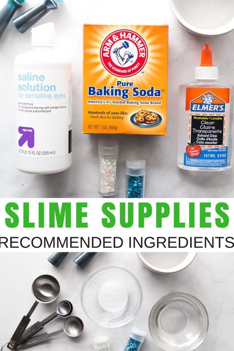 slime supplies Baking Soda Slime, Ultimate Slime, Borax Free Slime, Glitter Wallpaper Iphone, Homemade Slime Recipe, Borax Slime, Slime Supplies, Making Fluffy Slime, Slime Ingredients