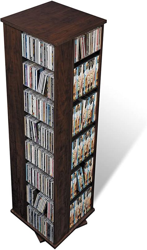 Library Small Room, Dvd Storage Ideas, Cd Stand, Cd Storage Box, Spinning Organizer, Cd Shelves, Media Tower, Tiny Nursery, Cloak Room