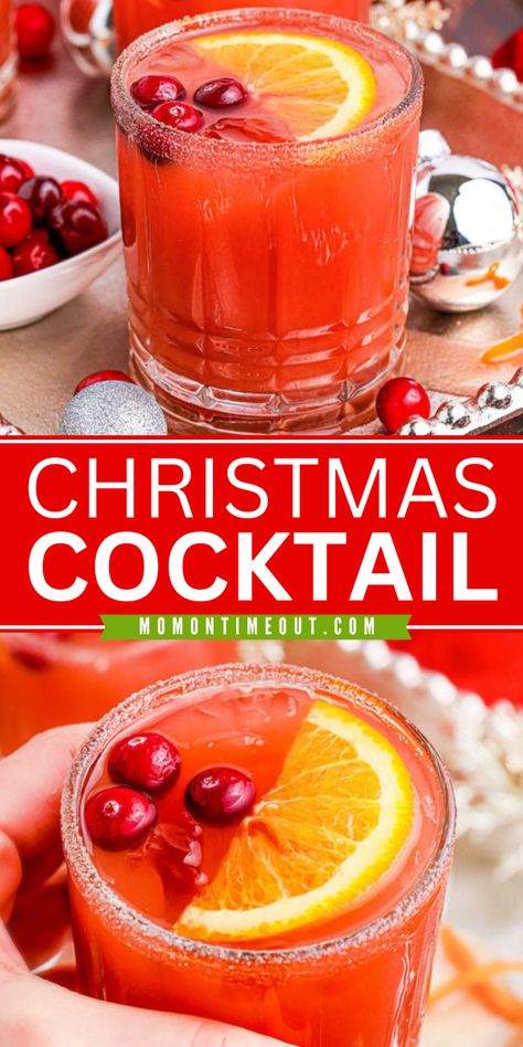 You have to try this Easy Christmas Cocktail! This holiday drink recipe is festive and refreshing. This homemade cocktail combines tart cranberry juice, amaretto, and a splash of orange juice. Pin this recipe for later! Holidays Cocktails Drink Recipes, Santa Cocktail Christmas Drinks, Holiday Inspired Cocktails, Holiday Amaretto Drinks, Cranberry Amaretto Cocktail, Amaretto Christmas Cocktails, 3 Ingredient Alcoholic Drinks, Amaretto Christmas Drinks, Chatty Aunt Linda Cocktail