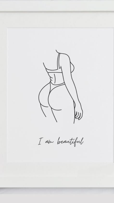 Single Line Art, Body Image Art, Body Positivity Art, Line Art Design, I Am Beautiful, Outline Art, Cute Cartoon Drawings, Single Line, Body Positive