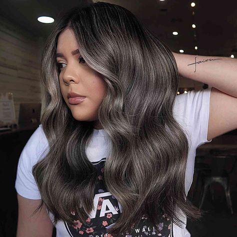 25 Stunning Ways To Do Grey Blending for Dark Hair Ash Brown Hair Dye, Dark Ash Brown Hair, Ash Brown Highlights, Light Ash Brown Hair, Grey Brown Hair, Gray Blending, Brown Hair Trends, Ideas For Dark Hair, Ash Brown Balayage