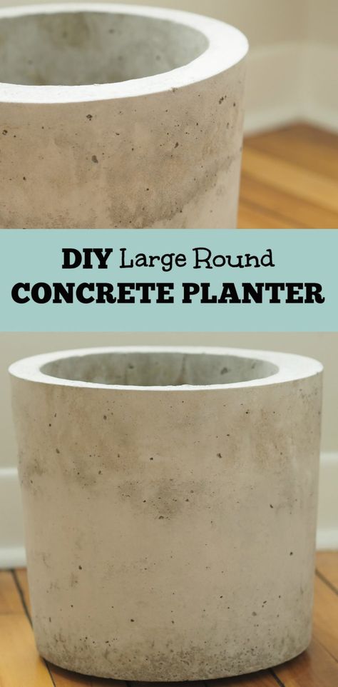 DIY large round concrete planter Large Concrete Planters, Cement Pots Diy, Diy Cement Planters, Do It Yourself Decoration, Diy Concrete Planters, Indoor Flower Pots, Beton Design, Cement Diy, Concrete Diy Projects