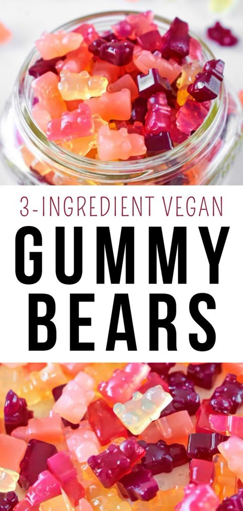 3-Ingredient Vegan Gummy Bears Recipe I how to make vegan gummy bears I tips for making vegan gummy bears I delicious vegan sweets I healthier gummy bears recipe I homemade gummy bears recipe I vegan fruit snacks I best vegan recipes for kids I gummy bears without gelatin I best vegan snacks #gummybears #veganrecipes Gummy Fruit Snacks, Gummy Bears Recipe, Vegan Gummy Bears, Best Vegan Snacks, Homemade Gummy Bears, Vegan Recipes For Kids, Healthy Gummies, Homemade Fruit Snacks, Homemade Gummies