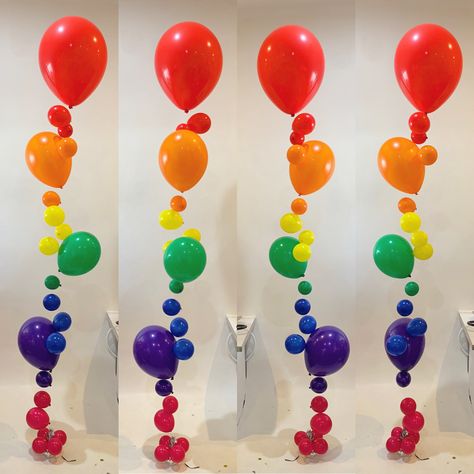 Slime Birthday, Balloon Ideas, Rainbow Balloons, Birthday Balloon Decorations, Balloon Columns, Balloon Decor, Table Arrangements, Bday Ideas, Birthday Balloons