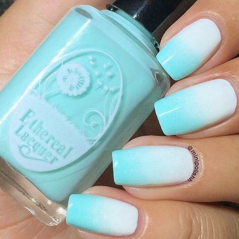 White Ombre Nails - White Blue Aqua Nail Nexgen Nails Colors, Teen Nails, Blue Ombre Nails, Aqua Nails, Teal Nails, Turquoise Nails, Ombre Nail Designs, Nail Art Ombre, Nails Blue