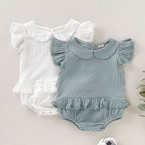 European Baby Fashion, Doll Embroidery, Baby Fashion Summer, Baby Fashion Trends, Playsuits Outfit, Sleeves Embroidery, Sleeveless Romper Jumpsuits, Girl Sleeves, Vintage Baby Clothes