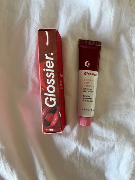 Cherry Lip Balm Aesthetic, Glossier Lip Balm Cherry, Glossier Balm Dotcom Aesthetic, Cherry Glossier, Cherry Balm Dotcom, Glossier Cherry Balm Dotcom, Girl Cleaning Aesthetic, Glossier Balm, Glossier Balm Dotcom