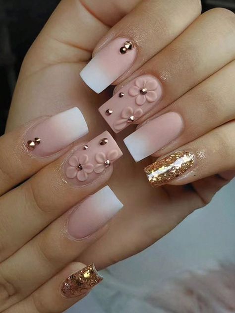 Nail Art Latest Designs, Elegant Touch Nails Square, Box Nail Designs, Advance Nail Art, Nails With Flower Design, Flash Effect, Uñas Aesthetic, Elegant Touch Nails, Cute Nail Polish