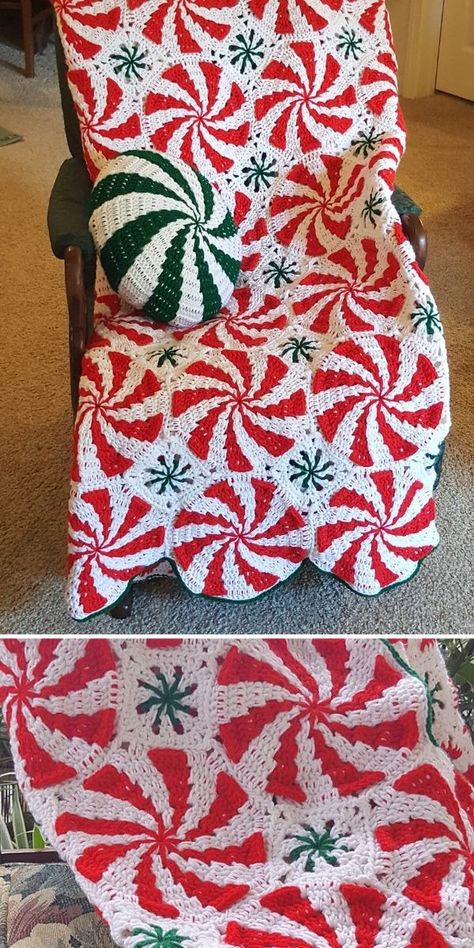 Quick Roundup - Peppermint Crochet Blanket Ideas | Crochetpedia Crochet Quilt Pattern, Christmas Crochet Blanket, Throw Crochet, Diy Tricot, Pillow Crochet, Crochet Xmas, Crochet For Beginners Blanket, Crochet Blanket Designs, Crochet Quilt