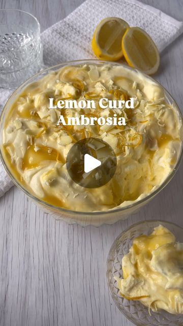 Vanya Insull on Instagram: "Save this dessert for when you’re next hosting a dinner party! 😋

It’s great for a dinner party because; 
✅ You can prepare it in advance and just whip it out of the fridge when you’re ready to serve = more time spent with your guests
✅ ready in 15 minutes and there’s no baking required = less stress 
✅ And it tastes delicious! Which is what’s most important when it comes to dessert, right!? 

Convinced? Here’s the recipe ⬇️

🍋 Lemon Curd Ambrosia 🍋 

INGREDIENTS
300ml cream
200g white marshmallows
500g lemon yoghurt
200g lemon curd

TO SERVE
30g white chocolate

INSTRUCTIONS
1. Whip cream in a large bowl until peaks form.
2. Cut marshmallows in half and add to the cream.
3. Add the yoghurt and half of the lemon curd. Gently fold everything together.
4. Pour Hosting A Dinner Party, Christmas Pudding Recipes, Meringue Desserts, White Marshmallows, Lemon Curd Recipe, Whip It, Whip Cream, Christmas Pudding, Pudding Recipes