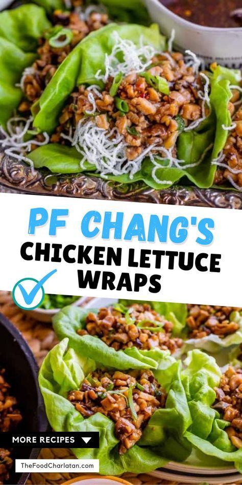 Lettuce Wraps With Chicken, Wraps With Chicken, Pf Changs Lettuce Wraps, Pf Changs Chicken Lettuce Wraps, Salat Wraps, Lettuce Wraps Recipe, Chicken Lettuce Wraps Recipe, Pf Changs, Lettuce Wrap Recipes