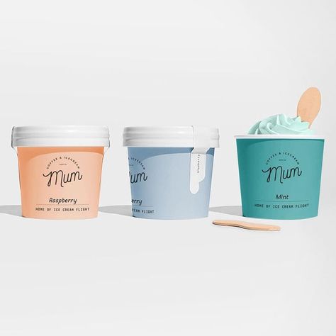 yum Ice Cream Cups, Ice Cream Packaging, Ice Cream Brands, Modern Packaging, Cream Design, Pink Gin, Cool Packaging, Food Packaging Design, Packing Design