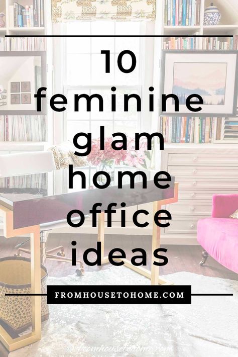 10 Feminine Pink Home Office Ideas - From House To Home Pink Office Interior Design, Blush Pink Office Decor, Sage Green And Pink Office, Female Ceo Office Design, Woman's Home Office, Feminine Executive Office, Women’s Home Office Inspiration, Pink Boho Office, Woman’s Home Office Ideas