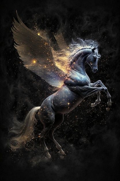 Pegasus Aesthetic, Galaxy Pegasus, Pegasus Wallpaper, Riding Pegasus, Galaxy Horse, Fantasy Pegasus, Pegasus Constellation, Mythical Horses, Greek Monsters