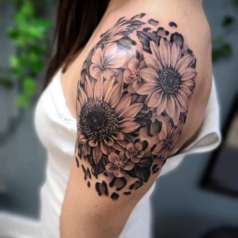 Cheetah Print And Flower Tattoo, Sunflower And Leopard Tattoo, Cheetah Print Flower Tattoo, Cheetah Print Sunflower Tattoo, Sunflower Turtle Tattoo, Leopard Flower Tattoo, Leopard Print Tattoo Sleeve, Sunflower Sleeve, Animal Print Tattoo