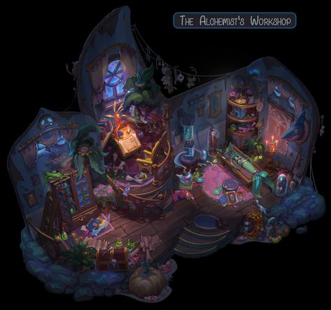 Fantasy Witch, Fantasy Rooms, Workshop Studio, Isometric Design, Event Stand, Ui Inspiration, Environment Concept Art, Art Classroom, Alchemy