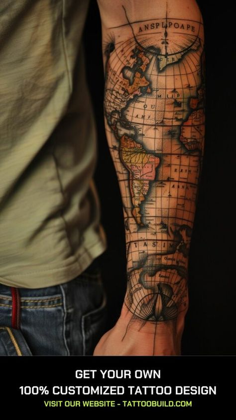 Map Back Tattoo, Ramona Tattoo, Map Tattoo Ideas, Norway Tattoo, Portuguese Tattoo, Compass And Map Tattoo, Nautical Tattoo Sleeve, Navy Tattoos, Ryan Ashley