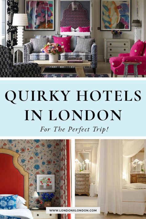 Looking for quirky London hotels? Don’t miss this guide to the 17 coolest and most unique places to stay in London for your next trip. Dramatic interiors, chic boutique hotels, and eclectic accommodation in the British capital. #london #travel #hotels #placestostayinLondon Boutique Hotel London, Bloomsbury Hotel London, Room Mate Hotel, Places To Stay In London, London Hotel Room, Boutique Hotels London, Where To Stay In London, Unusual Hotels, Floating Hotel