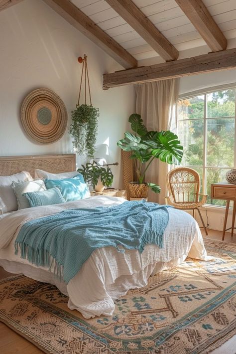 Boho Costal Bedroom, Soft Sofas, Ocean Inspired Bedroom, Wardrobe Renovation, Boho Coastal Bedroom, Coastal Bedroom Ideas, Boho Ocean, Bedding Style, Spain House