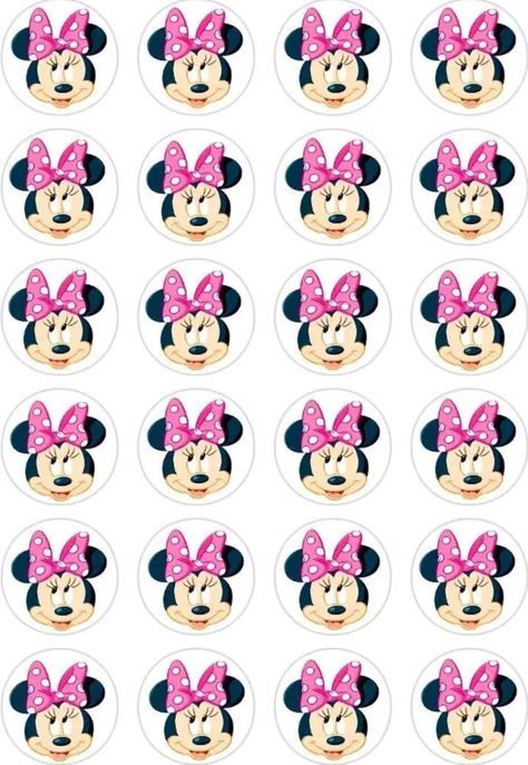 Minnie Mouse Cake Stickers, Mini Mouse Cupcakes Toppers, Minnie Mouse Biscuits, Mini Mouse Cake Topper Printable, Minnie Mouse Cake Topper Printable, Mini Mouse Face, Cupcakes Templates, Minnie Mouse Printables, Paper Cupcake Toppers