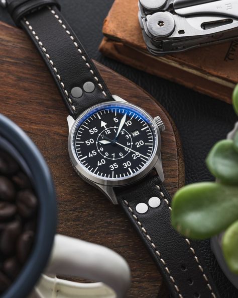 Why The Laco Flieger Pro Is The Perfect Pilot's Watch - 12&60 Seiko Pilot Watch, Laco Watch Pilots, Iwc Big Pilot 43, Bulova Lunar Pilot, Luftwaffe Pilot, Pilot Watch, Design Language, Cool Watches, Hands On