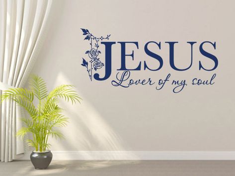 Christian Wall Decal. Jesus Lover of My Soul Scripture Vinyl Wall Art – Bible Wall Quotes – Christian Quotes – Christian Wall Art – Religious Quotes – Christian Wall Quotes – Religious Wall Quotes – Religious Decals - Vinyl Wall Quotes – Decal Quotes – Quote Wall Decal – Decal Wall Decor – Vinyl Wall Art Quotes – Vinyl Lettering Quotes – Vinyl Decals – Bedroom Wall Decals by WeAreVinylDesigns, $22.00 Lover Of My Soul, Christian Wall Decals, Scripture Wall Decal, Quotes Christian, Vinyl Wall Quotes, Vinyl Quotes, Quote Decals, Christian Wall Decor, Christian Stickers