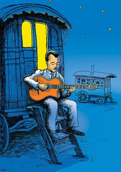 Django Reinhardt by Joel Tarling Antique Violin, Guitar Artwork, Blues Art, Jazz Clubs, Music Mixer, Camp Ground, Django Reinhardt, Jazz Art, Jazz Artists