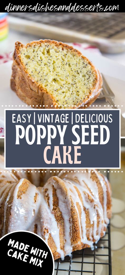 Poppy Seed Cake – a quick and easy cake recipe that comes together in minutes.  Moist, delicious, and great for dessert, or with a cup of coffee. Almond Poppyseed Cake, Poppyseed Pound Cake, Poppyseed Bundt Cake, Almond Poppy Seed Cake, Holiday Desert Recipes, Poppy Seed Cake Recipe, Poppy Seed Bundt Cake, Poppyseed Cake, Easy Cake Recipe