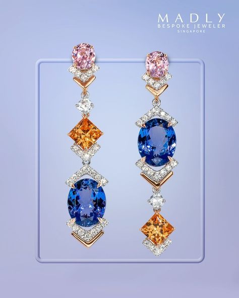 Blue Stone Jewelry, Pakistani Jewellery, Blue Stones Jewelry, Diamond Chandelier Earrings, Diamond Chandelier, Purple Jewelry, Earrings Design, Pakistani Jewelry, Antique Pendant