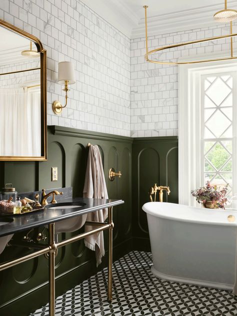 Fixer Upper Designs, Half Bathroom Ideas, Edwardian Bathroom, Vintage Style Bathroom, Waco Texas, Black And White Tiles, Chip And Joanna Gaines, Bathroom Decor Ideas, Half Bathroom