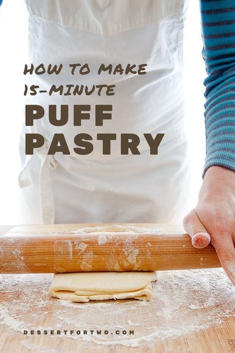 Puff pastry in just 15 minutes! No need to go to the store next time you need a sheet of puff pastry for a recipe. Plus, ways to use this easy, 15 minute puff pastry recipe. Diy Puff Pastry, Puff Pastry Dough Recipe, Homemade Puff Pastry, Pastry Dough Recipe, Cooking Secrets, Pastry Puff, Pastry Making, Puff Pastry Recipe, Batch Recipes