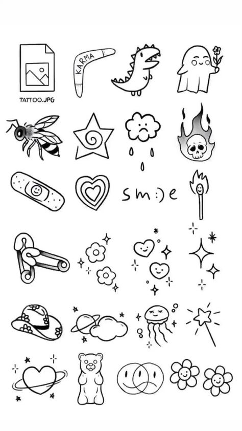 Ide Tato Simple Kecil, Easy Tattoos Meaningful, Small Sharpie Drawings, Very Easy Tattoos, Easy Pretty Tattoos, Tiny Doodle Tattoos, Easy Things To Tattoo, Gambar Tattoo Simple, Easy To Draw Tattoos Simple