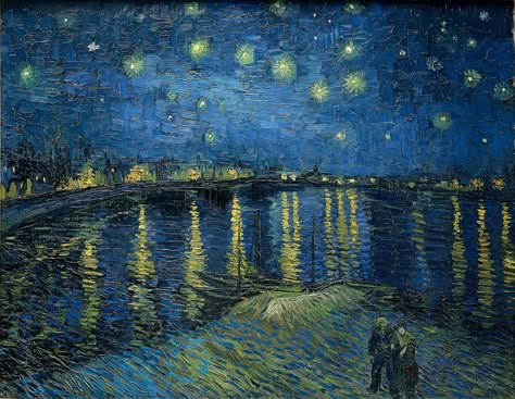 Starry Night Over the Rhône, 1888 - Vincent van Gogh فنسنت فان جوخ, Starry Night Over The Rhone, Vincent Willem Van Gogh, Art Van Gogh, Istoria Artei, Most Famous Paintings, Vincent Van Gogh Paintings, Arte Van Gogh, Van Gogh Museum