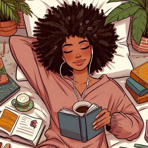 Black Women Photographers, Black Woman Reading Art, Black Girls Reading Aesthetic, Locs Animation, Cartoon Black Women, Curious Aesthetic, Black Art Aesthetic, Black Women Reading, Black Women Illustrations