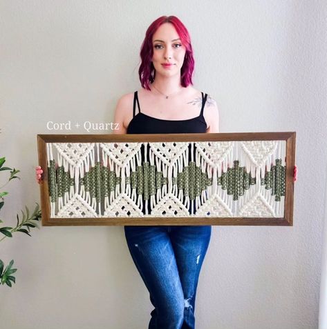 My newest handmade macrame wall hanging! But with a TWIST! Comment below what you think of this idea of framing macrame? . And this… | Instagram Framed Macrame, Macrame Items, Instagram Guide, Macrame Wall Hanging Patterns, Handmade Macrame, Macrame Cord, Crochet Toys Patterns, Pdf Patterns, Macrame Patterns