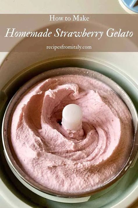 Strawberry Gelato Recipe, Strawberry Gelato, Homemade Ice Cream Recipes Machine, Kitchen Aid Ice Cream, Homemade Strawberry Ice Cream, Ice Cream Recipes Machine, Cuisinart Ice Cream, Gelato Recipe, Easy Ice Cream Recipe