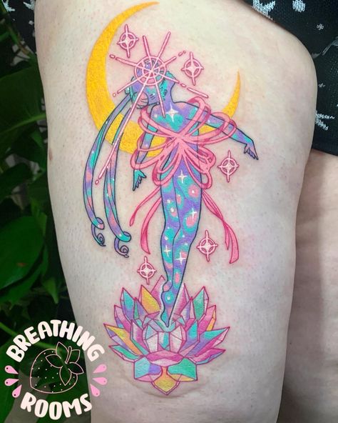 Sailor Moon Transformation, Gem Tattoo, Sailor Moon Tattoo, Crystal Tattoo, Pink Tattoo, Bat Tattoo, Kawaii Tattoo, B Tattoo, Japanese Tattoo Art