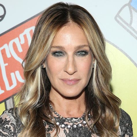 Sarah Jessica Parker Chopped Her Hair Into a Blonde Bob for "Best Day of My Life" | Allure Bright Blonde Bob, Center Part Hairstyles, Hair Parts, Muted Summer, Oblong Face Hairstyles, Oblong Face Shape, Parting Hair, Middle Part Hairstyles, Side Part Hairstyles