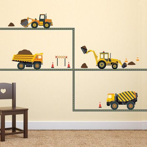 Construction Bedroom, Straight Road, Truck Room, Big Boy Bedrooms, Construction Vehicle, Toddler Boys Room, Fabric Wall Decals, Toddler Bedrooms, Overland Park