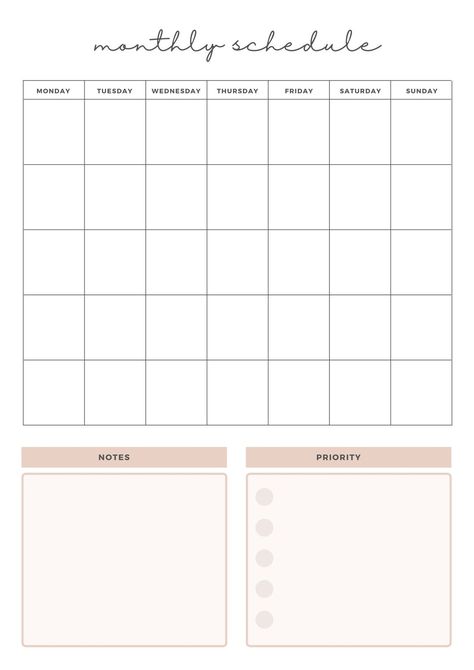 Schedule Templates Monthly, Scedual Template, Month Schedule Planner, Aesthetic Monthly Planner Template, Monthly Work Schedule Template, Work Schedule Template, Ipad Templates, Monthly Schedule Template, Schedule Templates Aesthetic