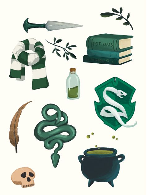 Harry Potter Sticker Sheet, Slytherin Aesthetic Drawing, Slytherin Scrapbook, Slytherin Stickers Printable, Sticker Set Free Printable, Hogwarts Stickers, Slytherin Art, Hogwarts Legacy Slytherin, Harry Potter Stencils