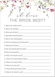 InvitationHouse 24 Wildflower Floral Bridal Shower Games (Who Knows Bride Best) Who Knows Bride Best, Bridal Shower Games Free Printables, Winter Bachelorette, Who Knows The Bride Best, Kids Gift Guide, Couple Shower, Floral Bridal Shower, Floral Bridal, Bridal Shower Games