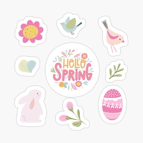 Pastel Hello Spring happy Easter greetings stickers Spring Aesthetic Stickers, Spring Sticker Ideas, Spring Stickers Aesthetic, April Stickers, Happy Easter Stickers, April Digital Planner Stickers, Spring Stickers, Spring Sticker Sheet, Easter Vibes