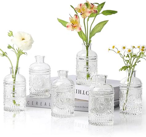 Amazon.ca : glass bud vases Modern Floral Centerpieces, Vasos Vintage, Vases For Centerpieces, Glass Vases Centerpieces, Glass Bud Vases, Vases For Flowers, Vase Transparent, Decorative Bottles, Small Vases